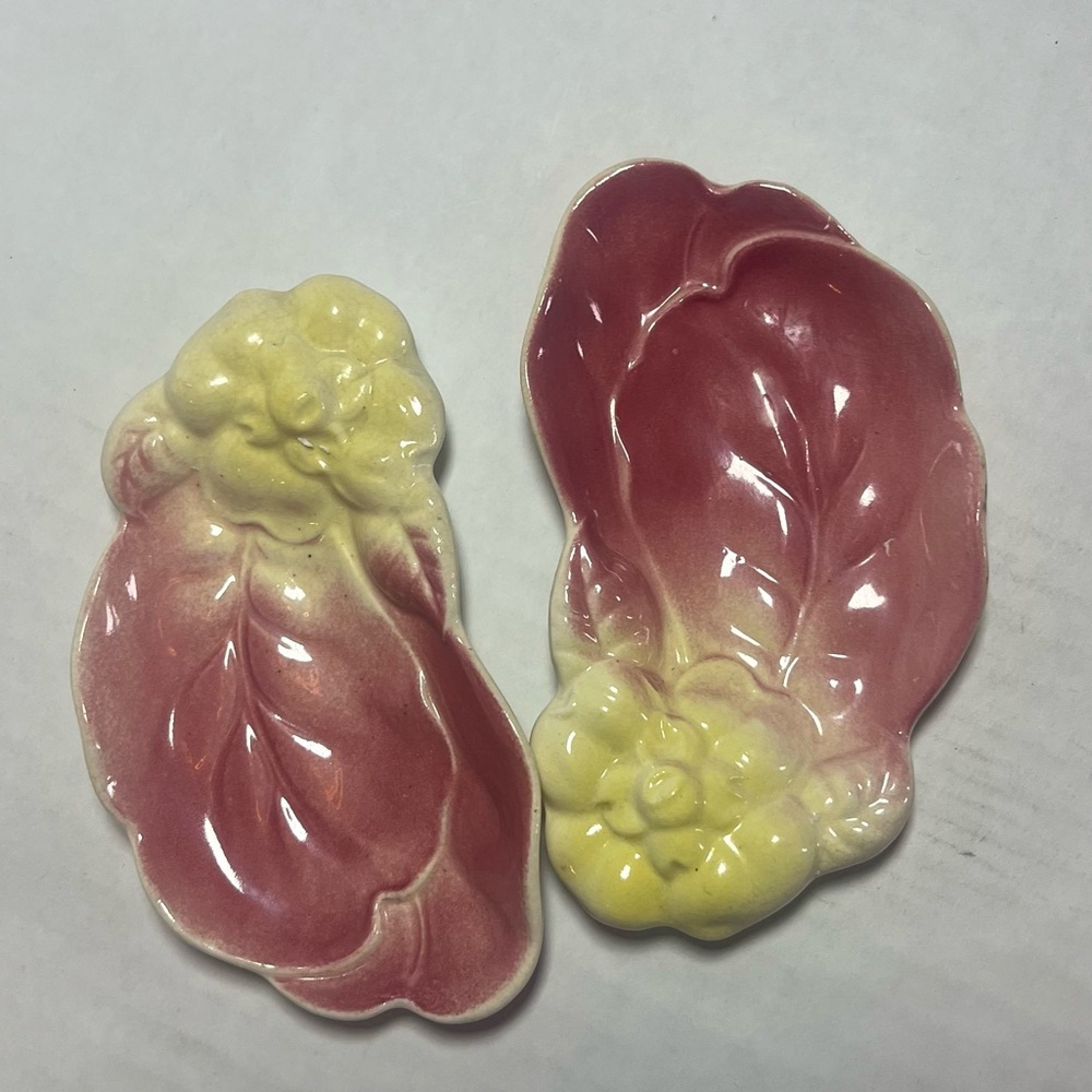 VINTAGE ROYAL COPLEY LEAF SPOON REST SET OF 2